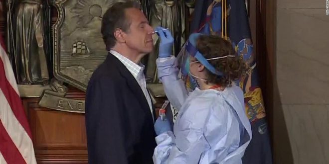 Watch New York Gov. Andrew Cuomo take Covid-19 test during live briefing